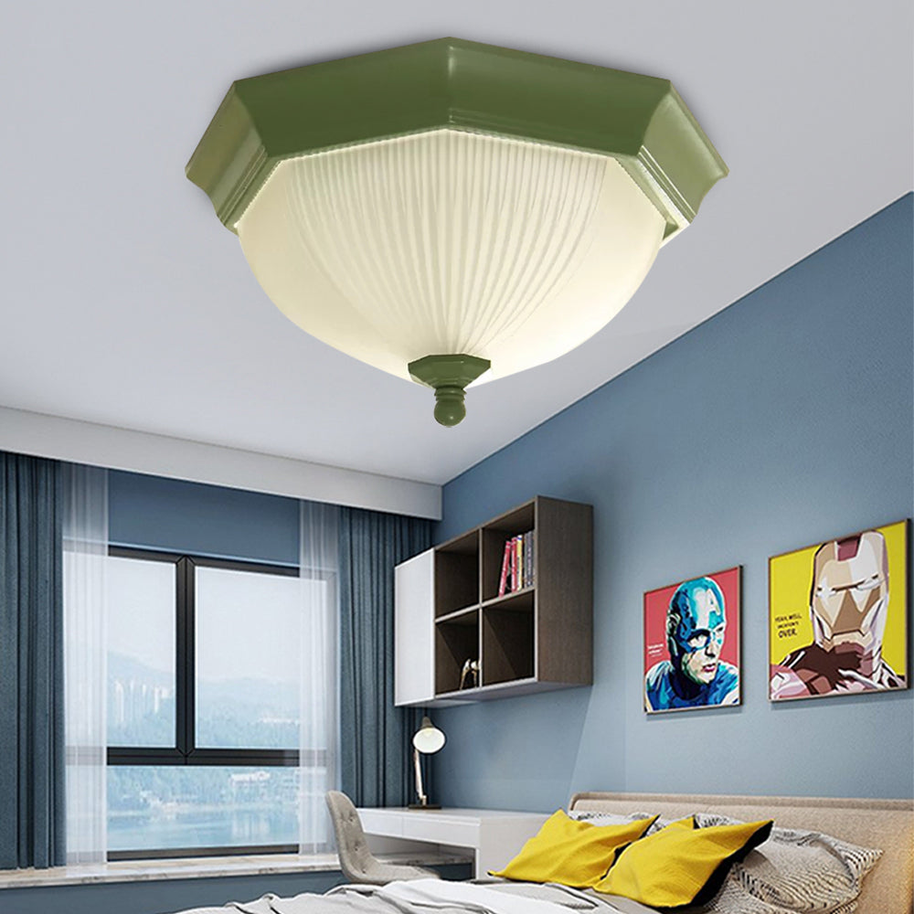 Contemporary Octagonal Glass Ceiling Light - Perfect for Child's Bedroom
