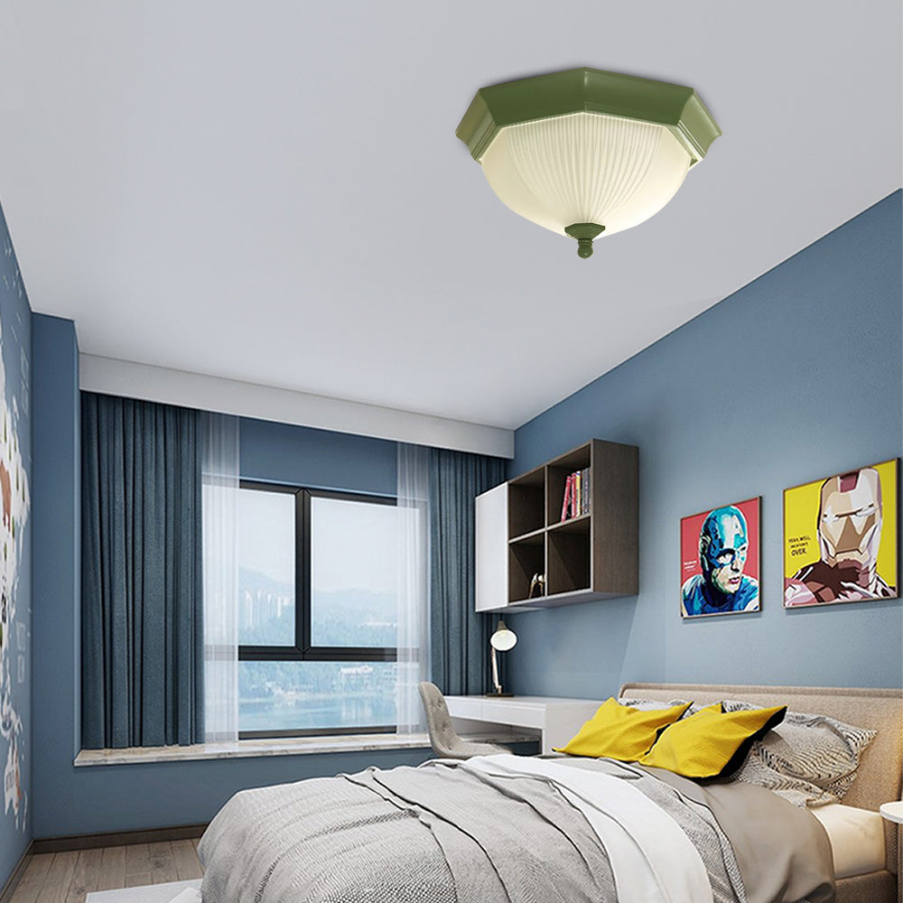 Contemporary Octagonal Glass Ceiling Light - Perfect for Child's Bedroom