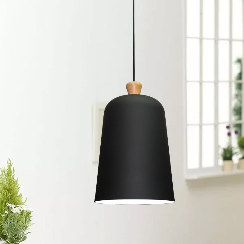 Lampe à suspension cloche rose/gris/noir - Style moderne, plafonnier en aluminium à 1 ampoule pour salle à manger