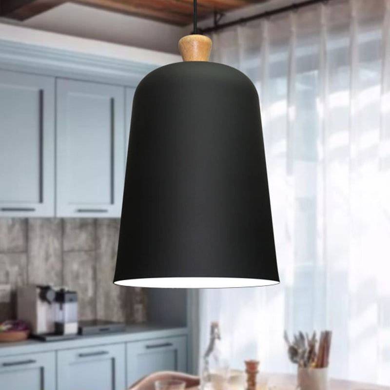 Lampe à suspension cloche rose/gris/noir - Style moderne, plafonnier en aluminium à 1 ampoule pour salle à manger