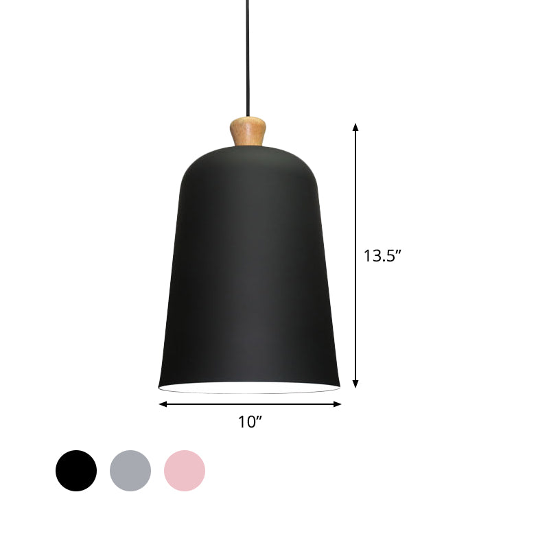Lampe à suspension cloche rose/gris/noir - Style moderne, plafonnier en aluminium à 1 ampoule pour salle à manger