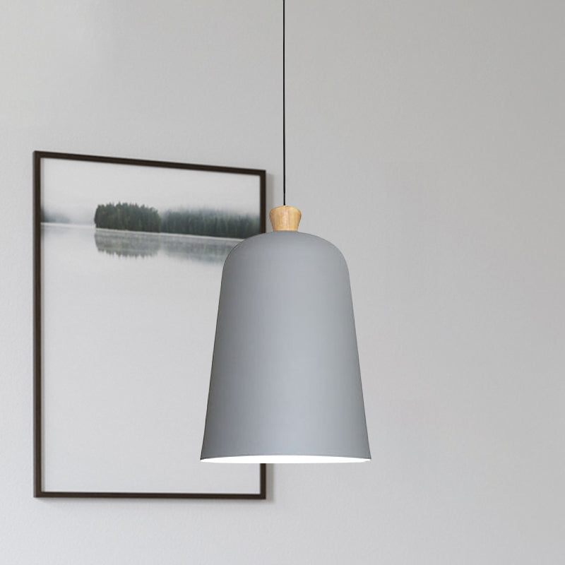 Lampe à suspension cloche rose/gris/noir - Style moderne, plafonnier en aluminium à 1 ampoule pour salle à manger