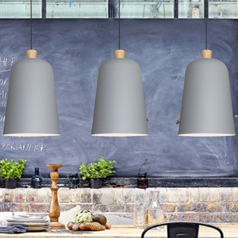 Lampe à suspension cloche rose/gris/noir - Style moderne, plafonnier en aluminium à 1 ampoule pour salle à manger
