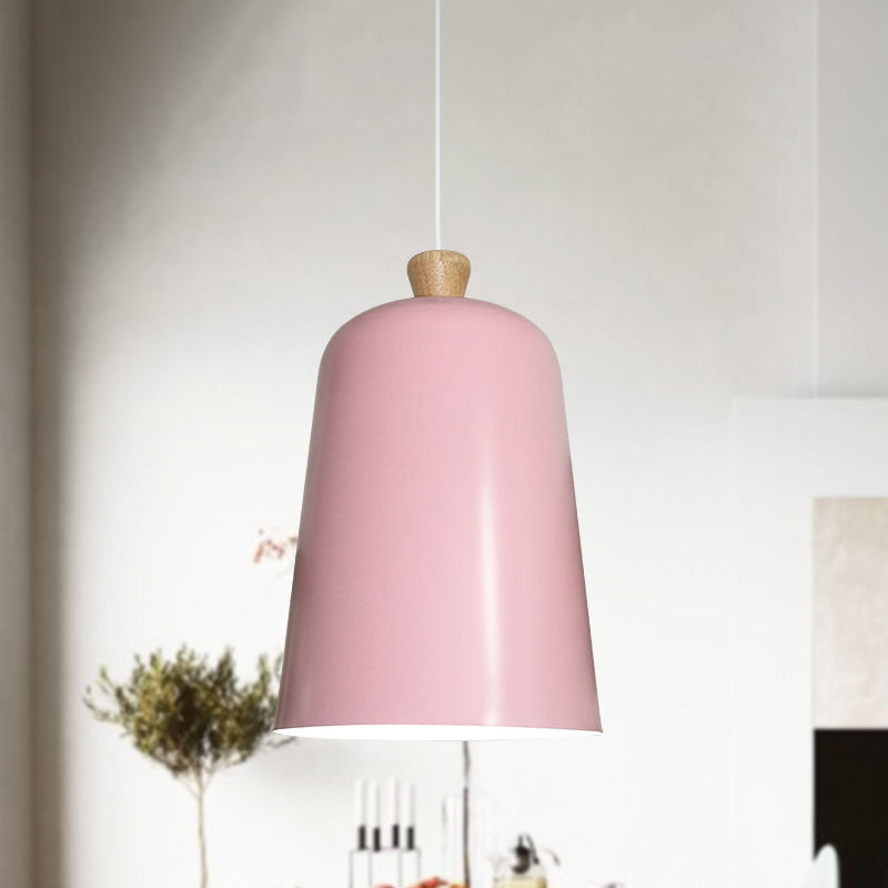 Lampe à suspension cloche rose/gris/noir - Style moderne, plafonnier en aluminium à 1 ampoule pour salle à manger