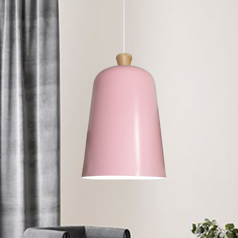 Lampe à suspension cloche rose/gris/noir - Style moderne, plafonnier en aluminium à 1 ampoule pour salle à manger
