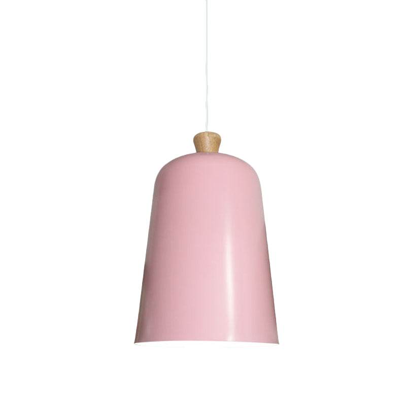 Lampe à suspension cloche rose/gris/noir - Style moderne, plafonnier en aluminium à 1 ampoule pour salle à manger
