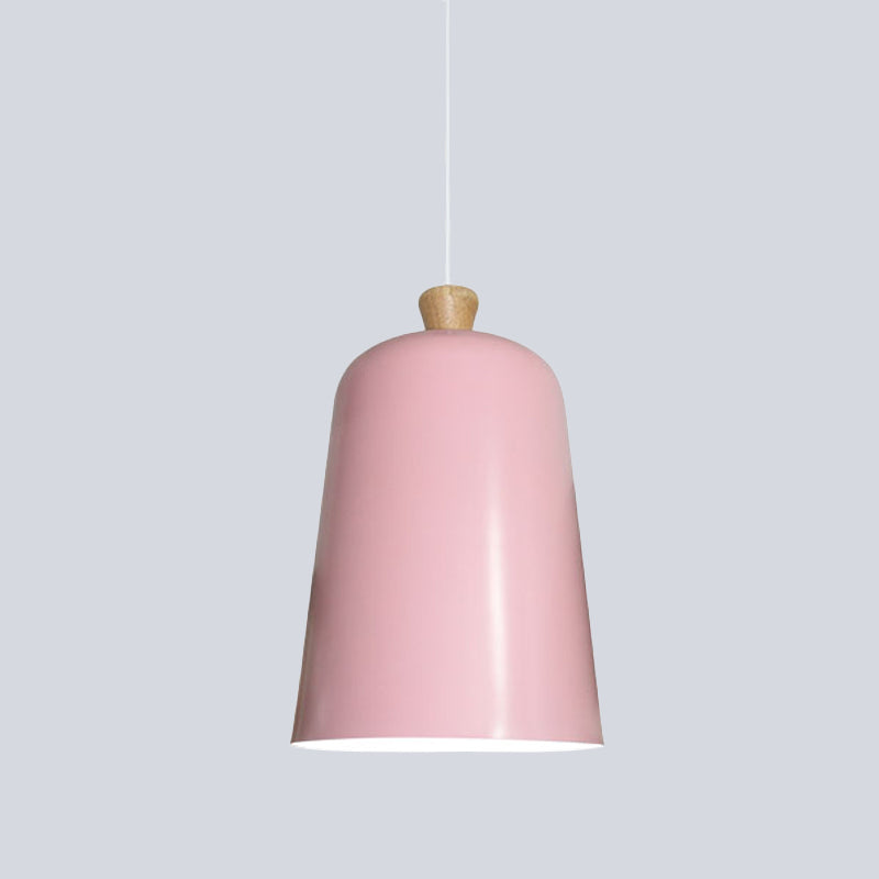 Lampe à suspension cloche rose/gris/noir - Style moderne, plafonnier en aluminium à 1 ampoule pour salle à manger