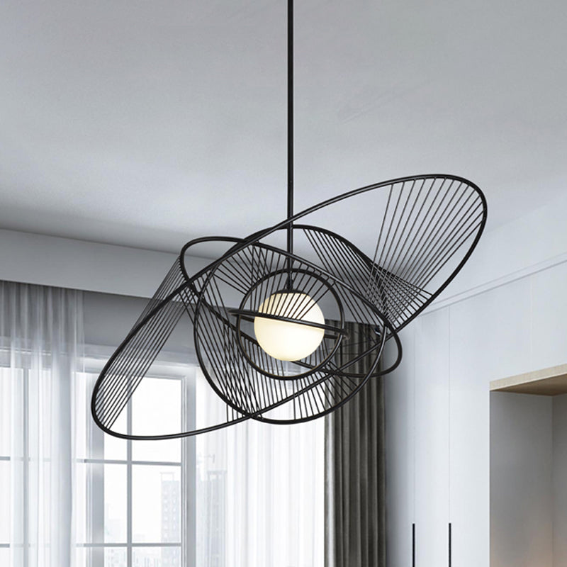 Kit de lampe suspendue moderne en fer noir pour salon avec 1 lumière