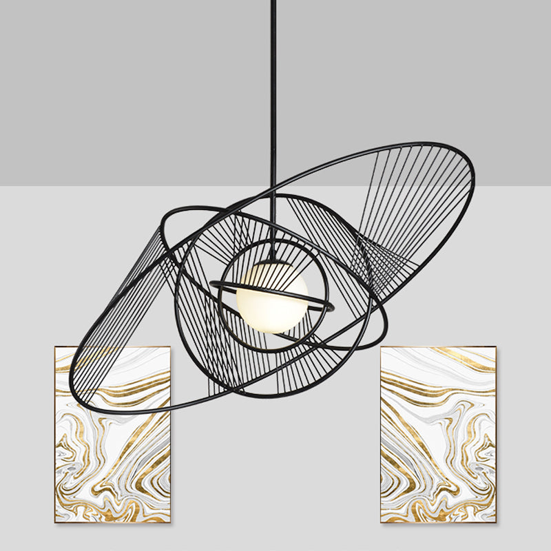 Kit de lampe suspendue moderne en fer noir pour salon avec 1 lumière