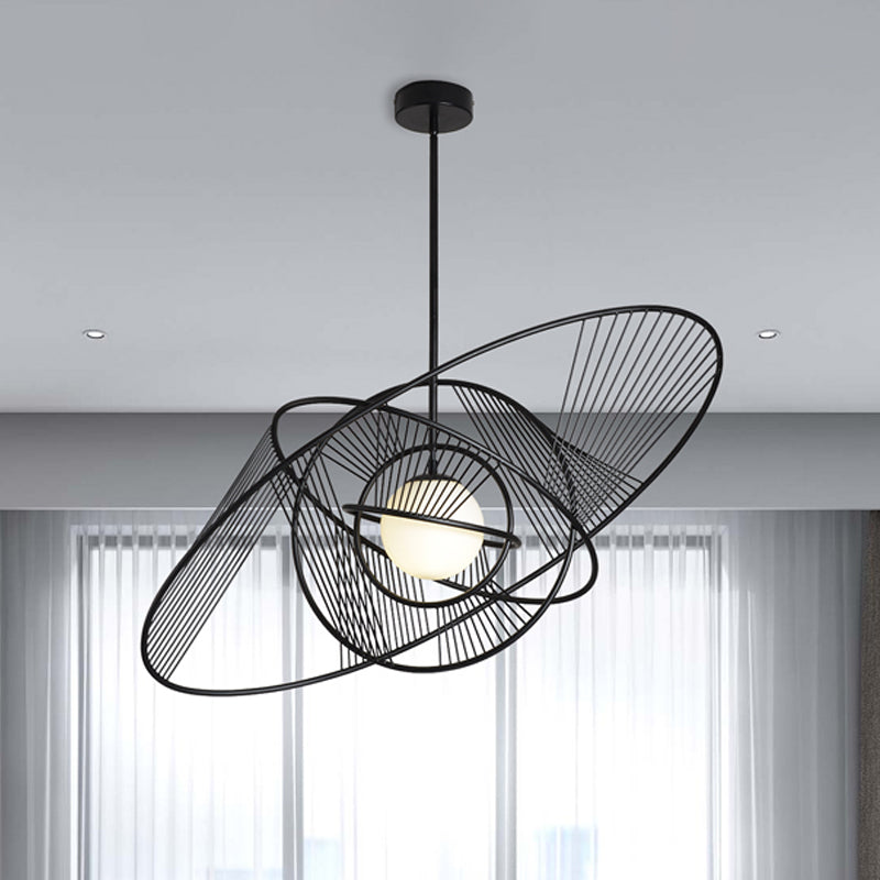 Kit de lampe suspendue moderne en fer noir pour salon avec 1 lumière