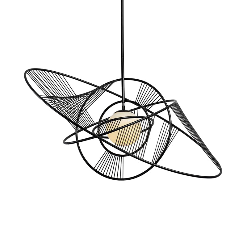Kit de lampe suspendue moderne en fer noir pour salon avec 1 lumière