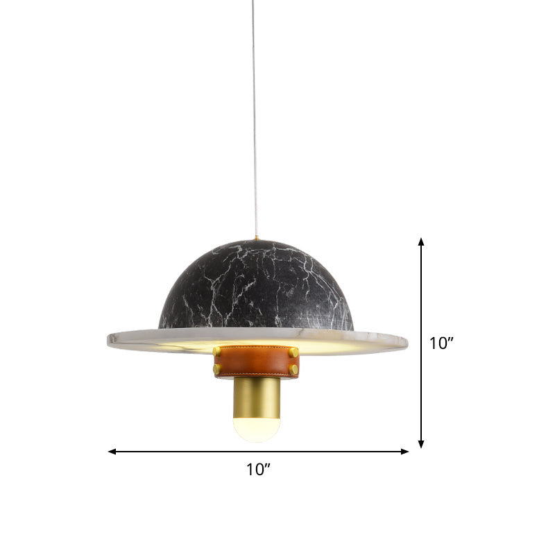 Modernist LED Marble Airship Pendant Ceiling Light - Black, Ideal for Bedrooms
