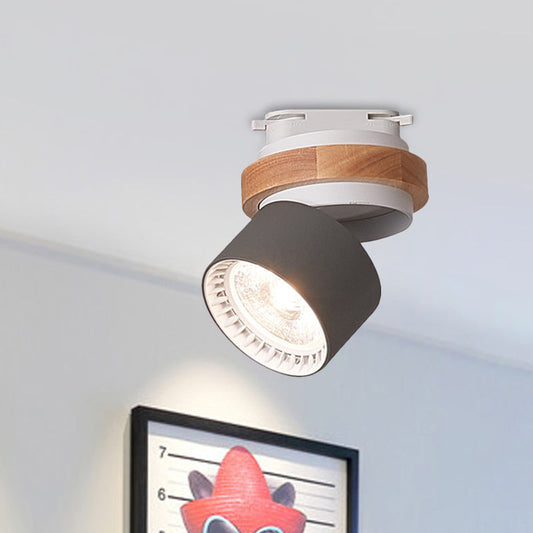 Adjustable LED Grey/Green/White Flush Mount: Modern Metallic Cylindrical Flush Lighting in Macaron Style
