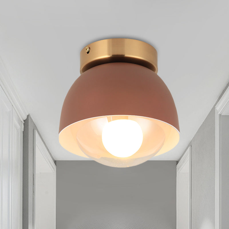 Modern Iron Dome Flush Mount Ceiling Lamp with 1 Head Flush Lighting - Coffee Shade
