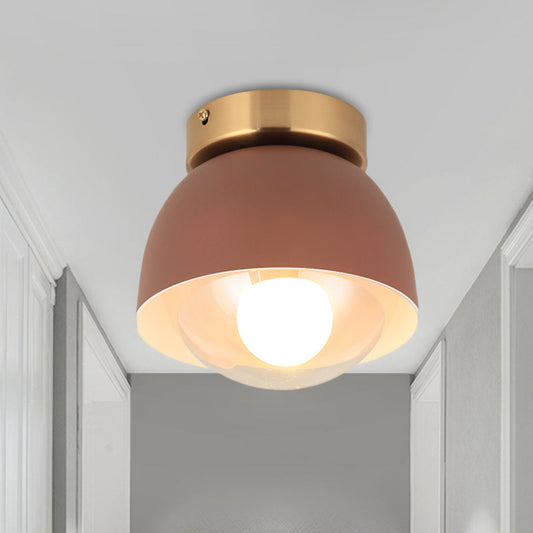 Modern Iron Dome Flush Mount Ceiling Lamp with 1 Head Flush Lighting - Coffee Shade