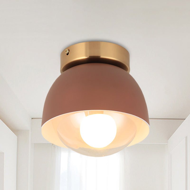 Modern Iron Dome Flush Mount Ceiling Lamp with 1 Head Flush Lighting - Coffee Shade