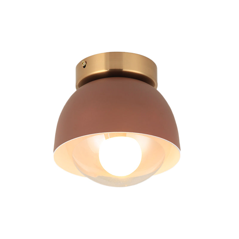 Modern Iron Dome Flush Mount Ceiling Lamp with 1 Head Flush Lighting - Coffee Shade