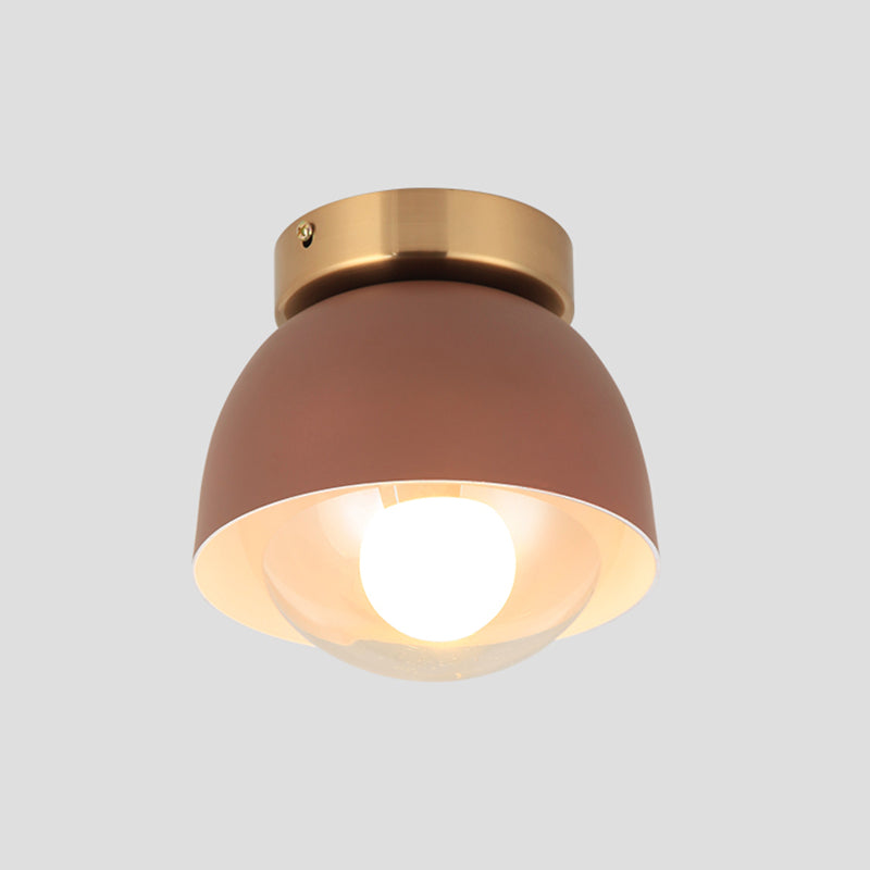 Modern Iron Dome Flush Mount Ceiling Lamp with 1 Head Flush Lighting - Coffee Shade