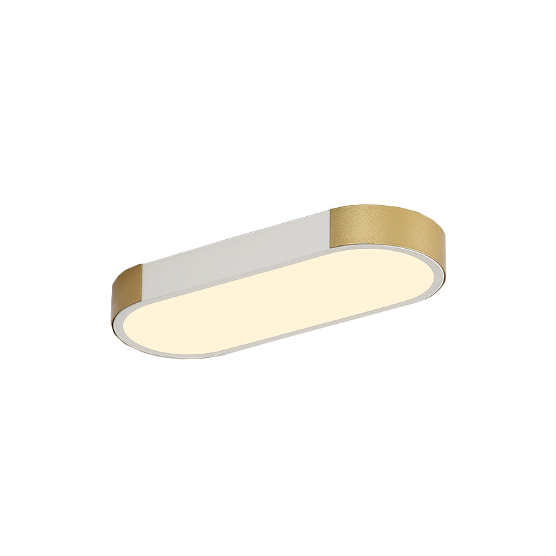 Modern Rectangular Corridor LED Ceiling Flush Mount - Metallic Flushmount Lighting in White/Gold or Black/Gold