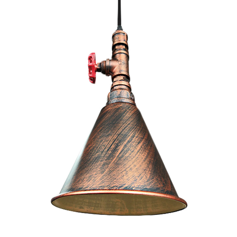 Farmhouse Iron Pendant Lamp Fixture - 1-Bulb Conical Down Lighting, Black/Silver/Gold Finish - Perfect for Restaurants