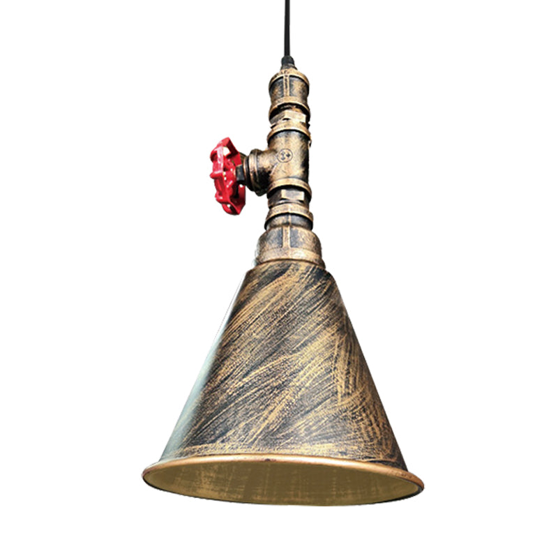 Farmhouse Iron Pendant Lamp Fixture - 1-Bulb Conical Down Lighting, Black/Silver/Gold Finish - Perfect for Restaurants