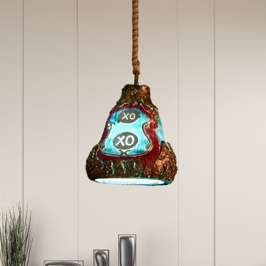 Lampe suspendue vintage en forme de bouteille de vin - Lampe de plafond à 1 tête pour bar en rouge/rose/jaune
