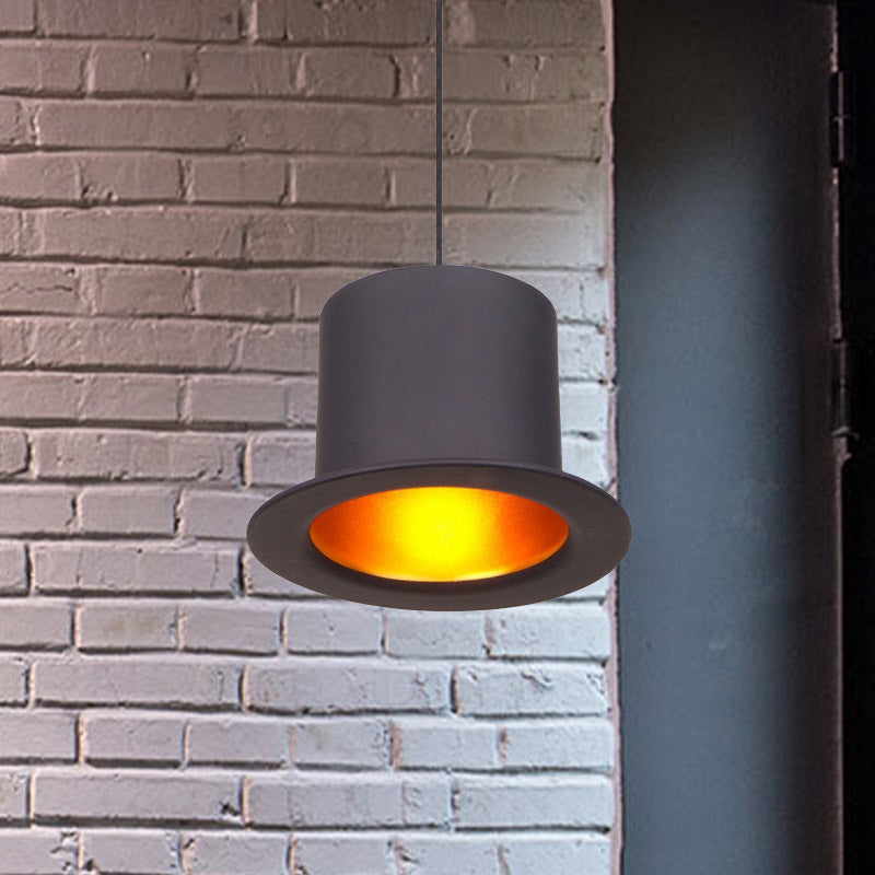 Luminaire suspendu antique avec abat-jour métallique en forme de chapeau - Parfait pour les salles à manger