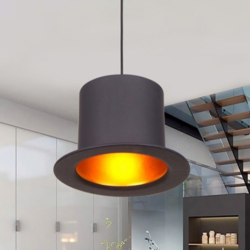 Luminaire suspendu antique avec abat-jour métallique en forme de chapeau - Parfait pour les salles à manger