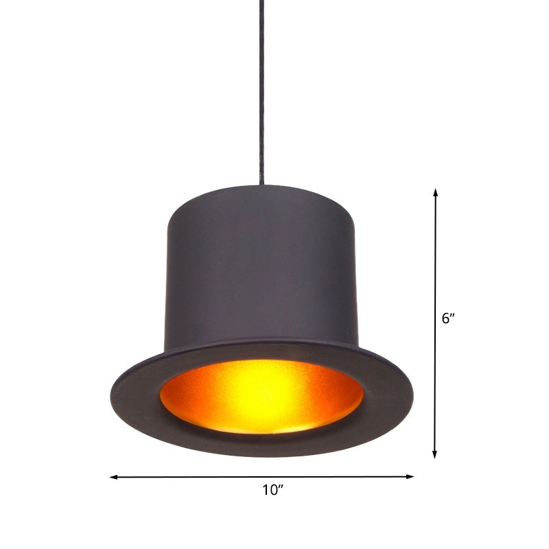 Luminaire suspendu antique avec abat-jour métallique en forme de chapeau - Parfait pour les salles à manger