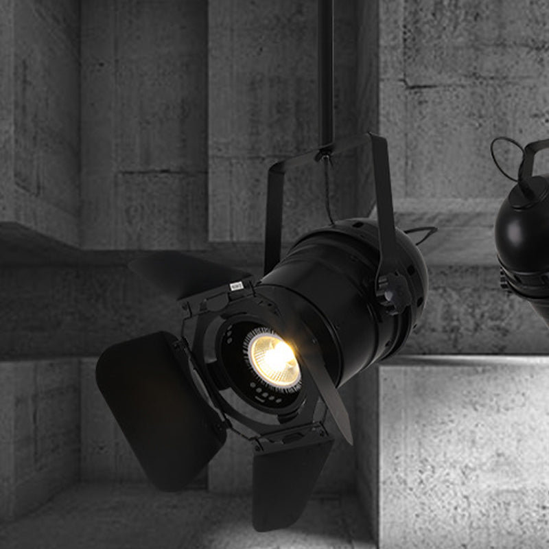 Lampe suspendue Art Déco noire en forme d'appareil photo pour café - Spot métallique