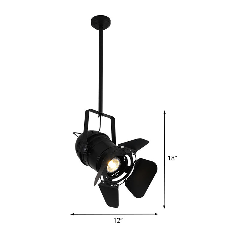 Lampe suspendue Art Déco noire en forme d'appareil photo pour café - Spot métallique