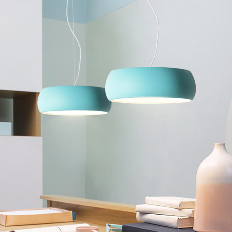 Metal Pendant Lighting with Diffuser - Blue Bowl Hanging Lamp Kit in 3 Sizes (10"/13"/17") and 1-Light