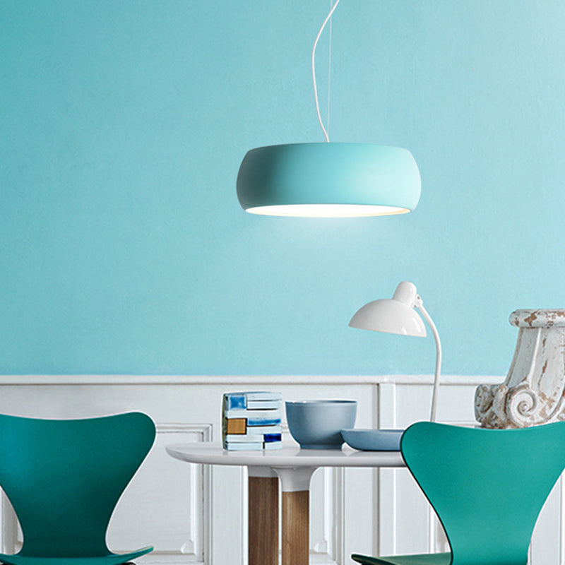 Metal Pendant Lighting with Diffuser - Blue Bowl Hanging Lamp Kit in 3 Sizes (10"/13"/17") and 1-Light