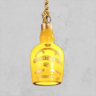 Antique Style Wine Bottle Pendant Light: Adjustable Red/Yellow Hanging Lamp for Restaurants