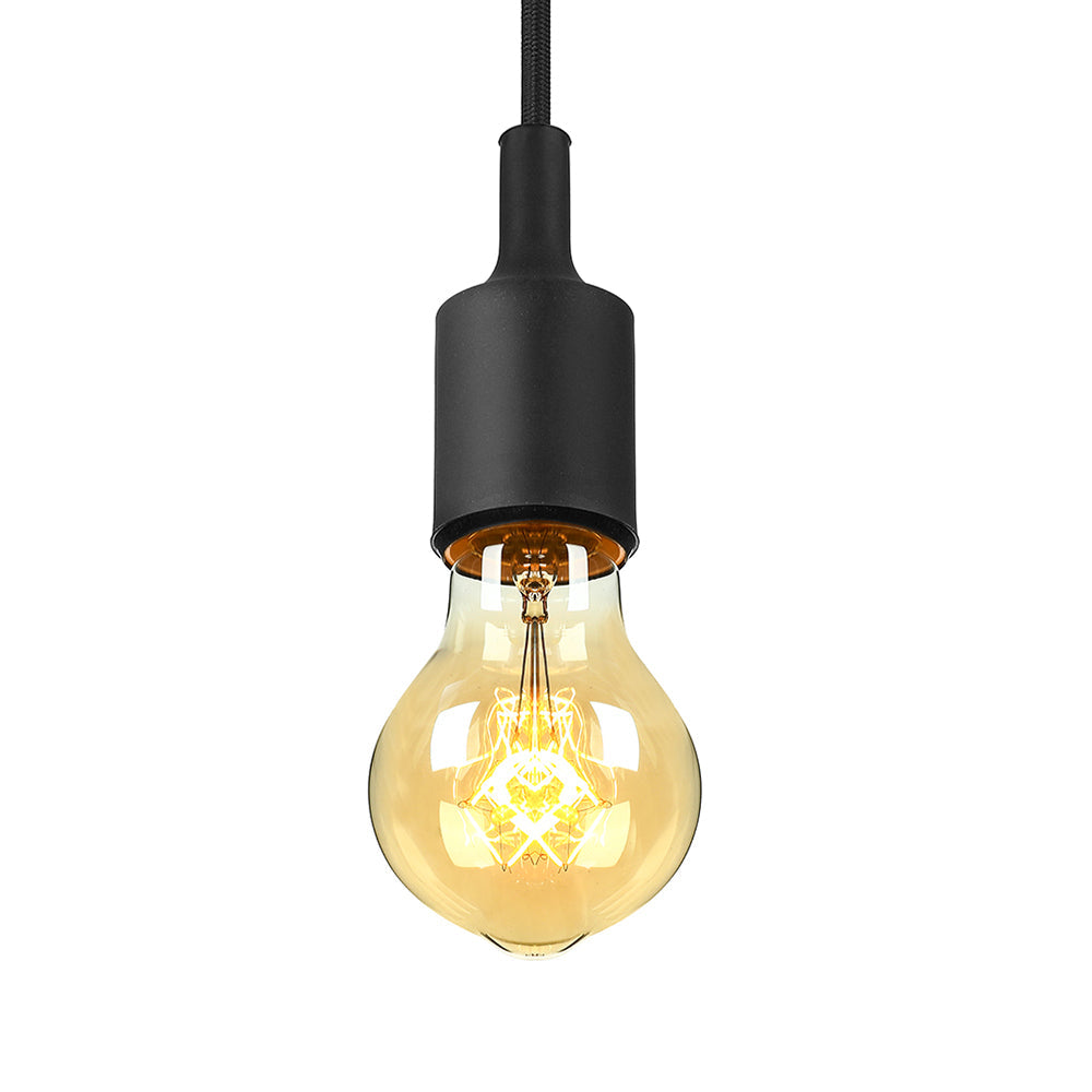Luminaire suspendu industriel : ampoule exposée au gel de silice, 1 tête, cordon réglable, noir/blanc