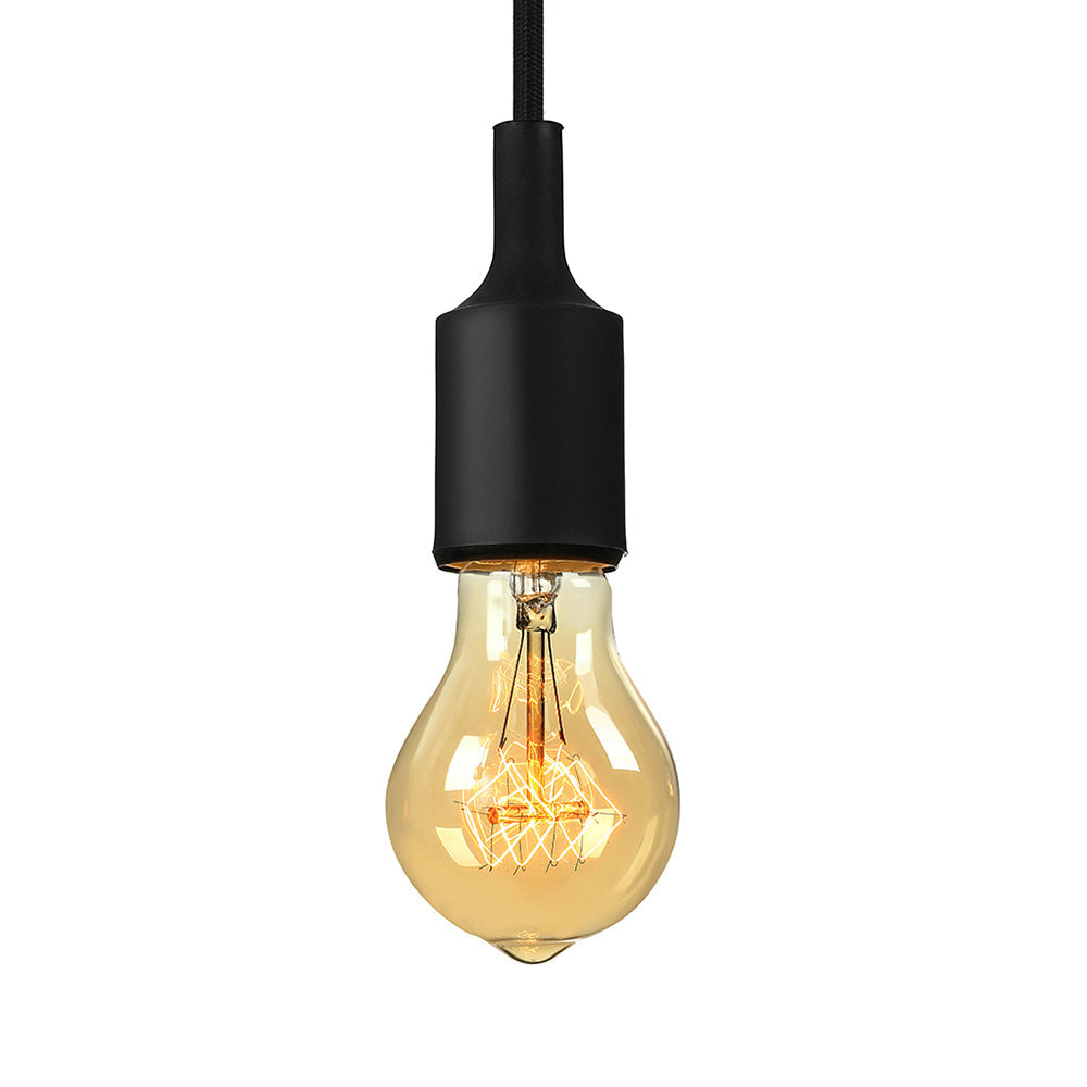 Luminaire suspendu industriel : ampoule exposée au gel de silice, 1 tête, cordon réglable, noir/blanc
