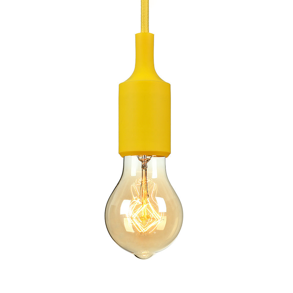 Luminaire suspendu industriel : ampoule exposée au gel de silice, 1 tête, cordon réglable, noir/blanc