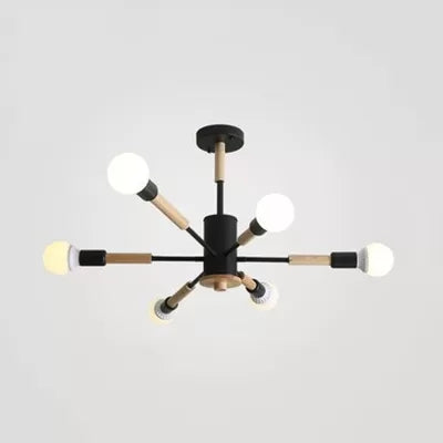 Nordic Style Wood Chandelier - Sky Bang Hanging Light For Kid Bedroom 6 / Black