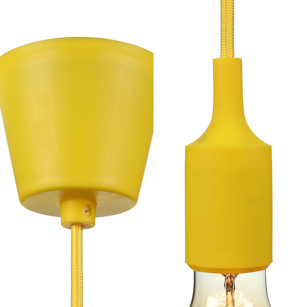 Luminaire suspendu industriel : ampoule exposée au gel de silice, 1 tête, cordon réglable, noir/blanc