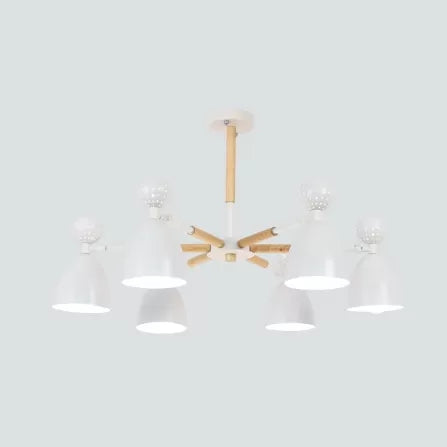 Metal Domed Shade Chandelier - Macaron Loft Hanging Light For Childs Bedroom (6 Heads)