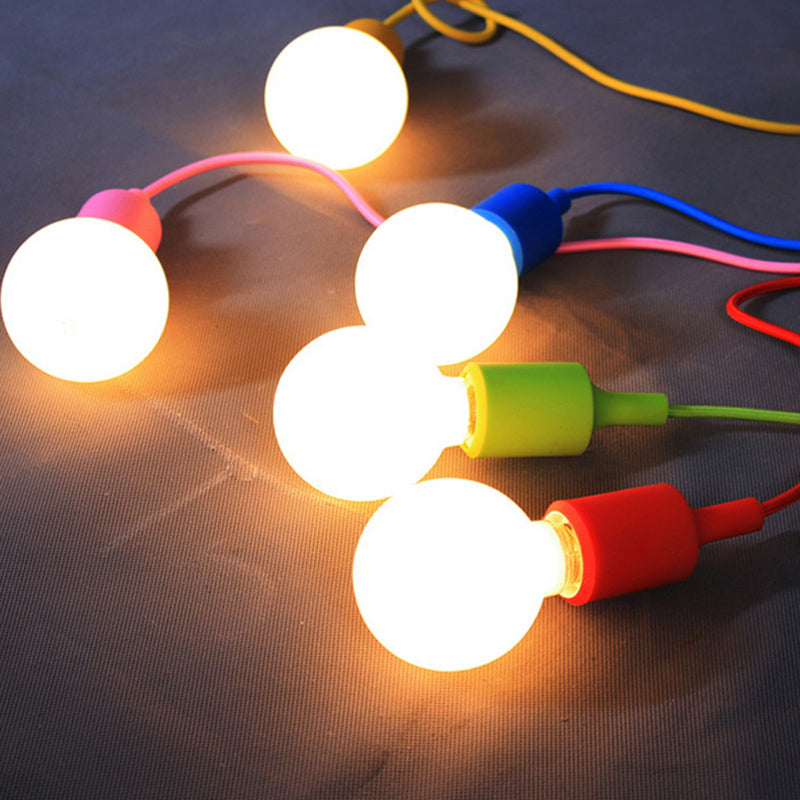 Luminaire suspendu industriel : ampoule exposée au gel de silice, 1 tête, cordon réglable, noir/blanc