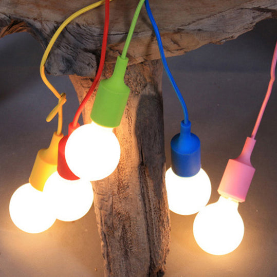 Luminaire suspendu industriel : ampoule exposée au gel de silice, 1 tête, cordon réglable, noir/blanc