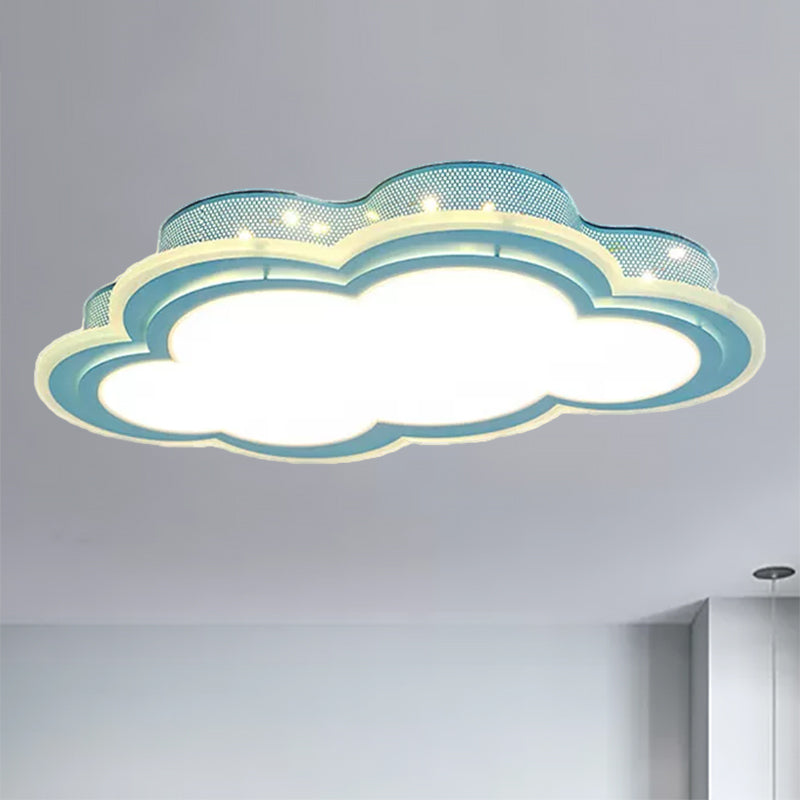 Blue LED Hollow Cloud Ceiling Lamp for Contemporary Kid's Bedroom
