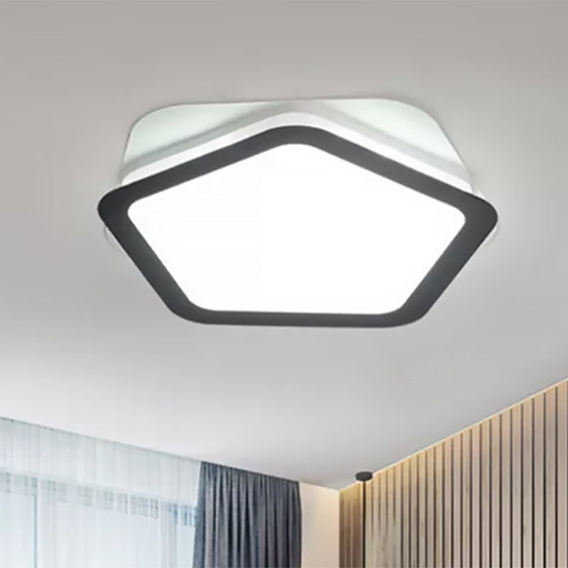 Modern Acrylic LED Pentagon Flush Light for Bedroom - White or Warm Light Options