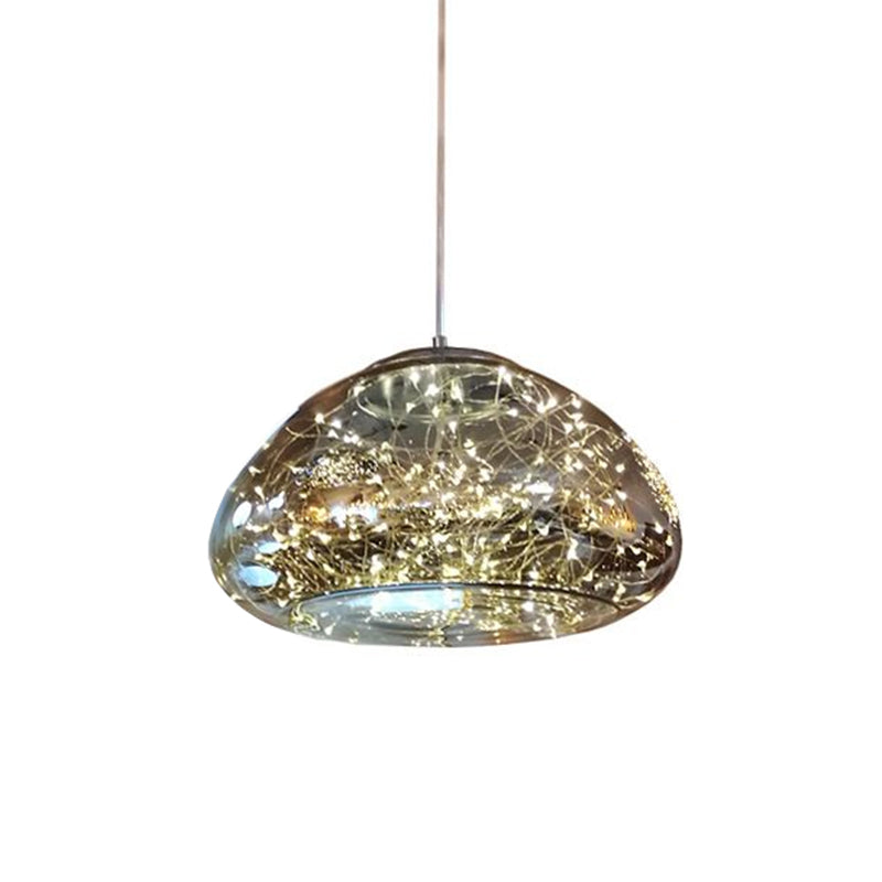 Smoke Gray Glass Mushroom Pendant Light For Modern Bedrooms