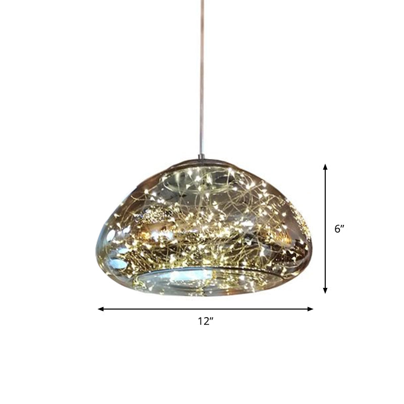 Smoke Gray Glass Mushroom Pendant Light For Modern Bedrooms
