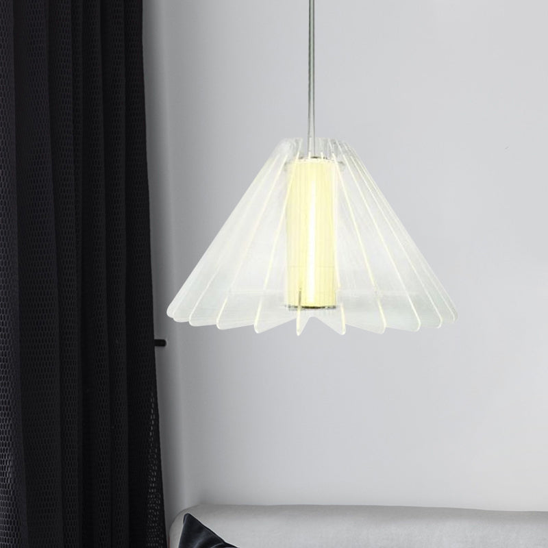 Modern Clear Glass Flare Pendant Light - 1 Head Ceiling Hanging Fixture for Dining Room