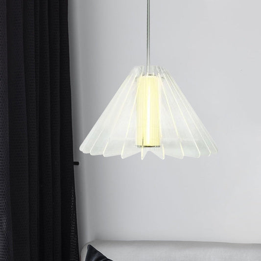 Modern Clear Glass Flare Pendant Light - 1 Head Ceiling Hanging Fixture for Dining Room