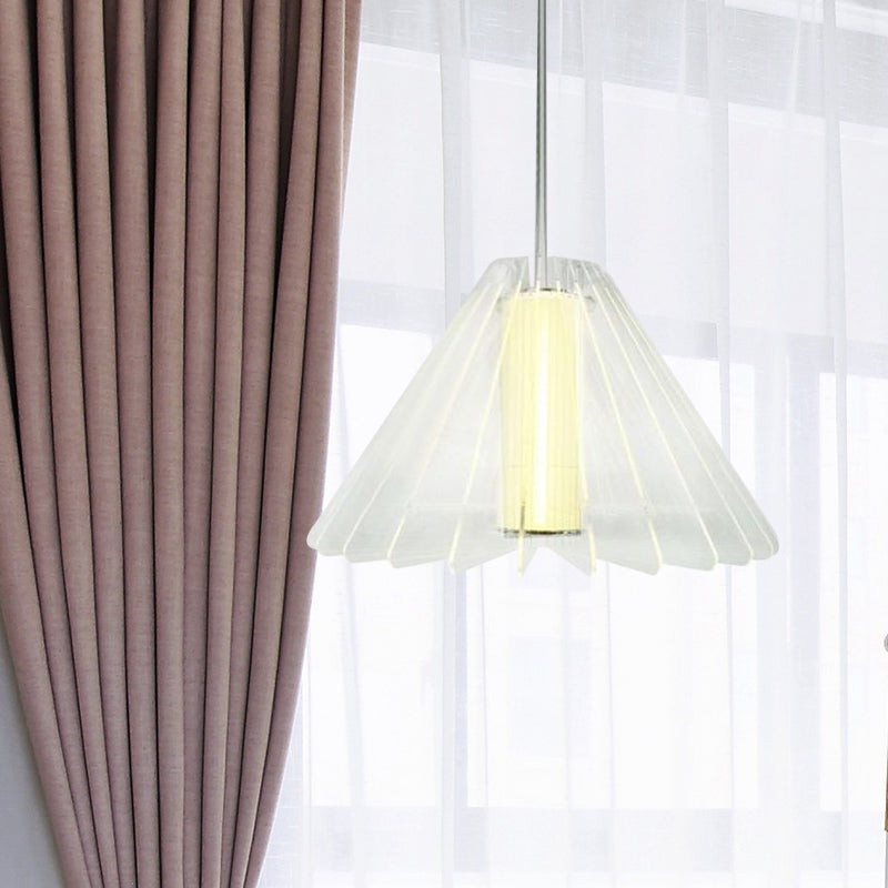 Modern Clear Glass Flare Pendant Light - 1 Head Ceiling Hanging Fixture for Dining Room