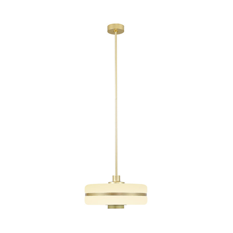 Postmodern White Glass Drum Pendant Light Fixture - 1 Light Bedroom Ceiling Hanging Light